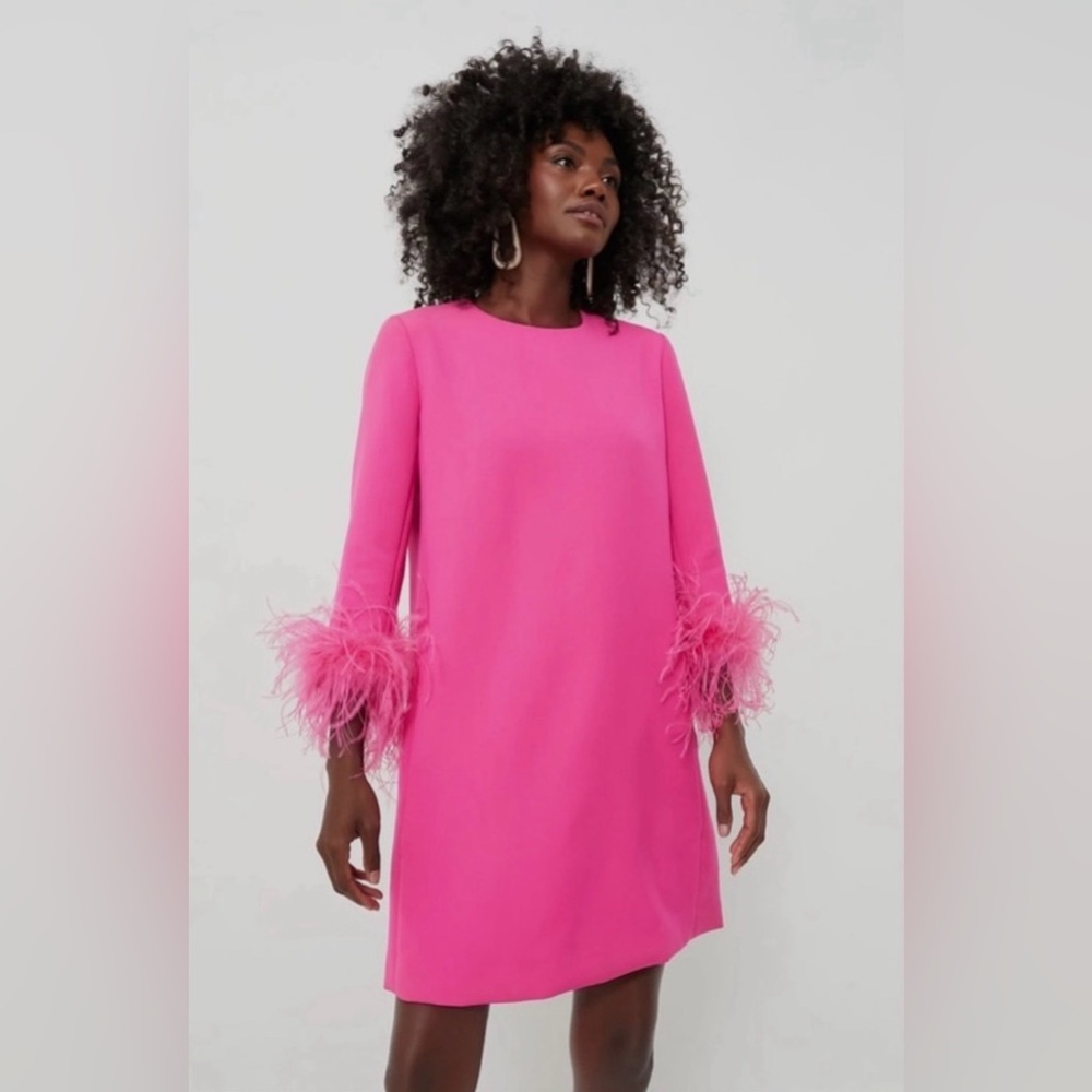 Tuckernuck Hot Pink Long-Sleeve Feather Cuff Dress